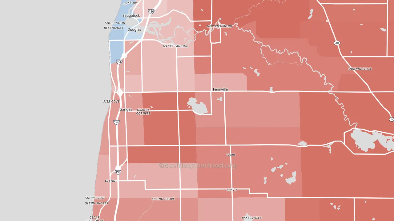 Fennville, MI block-group political-lean map
