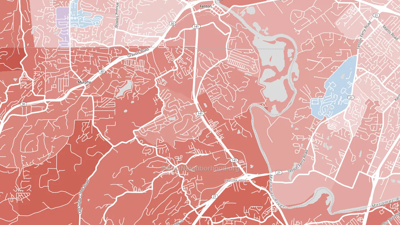 Fenton Area, Fenton, MO block-group political-lean map