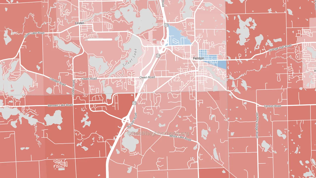 Fenton, MI block-group political-lean map