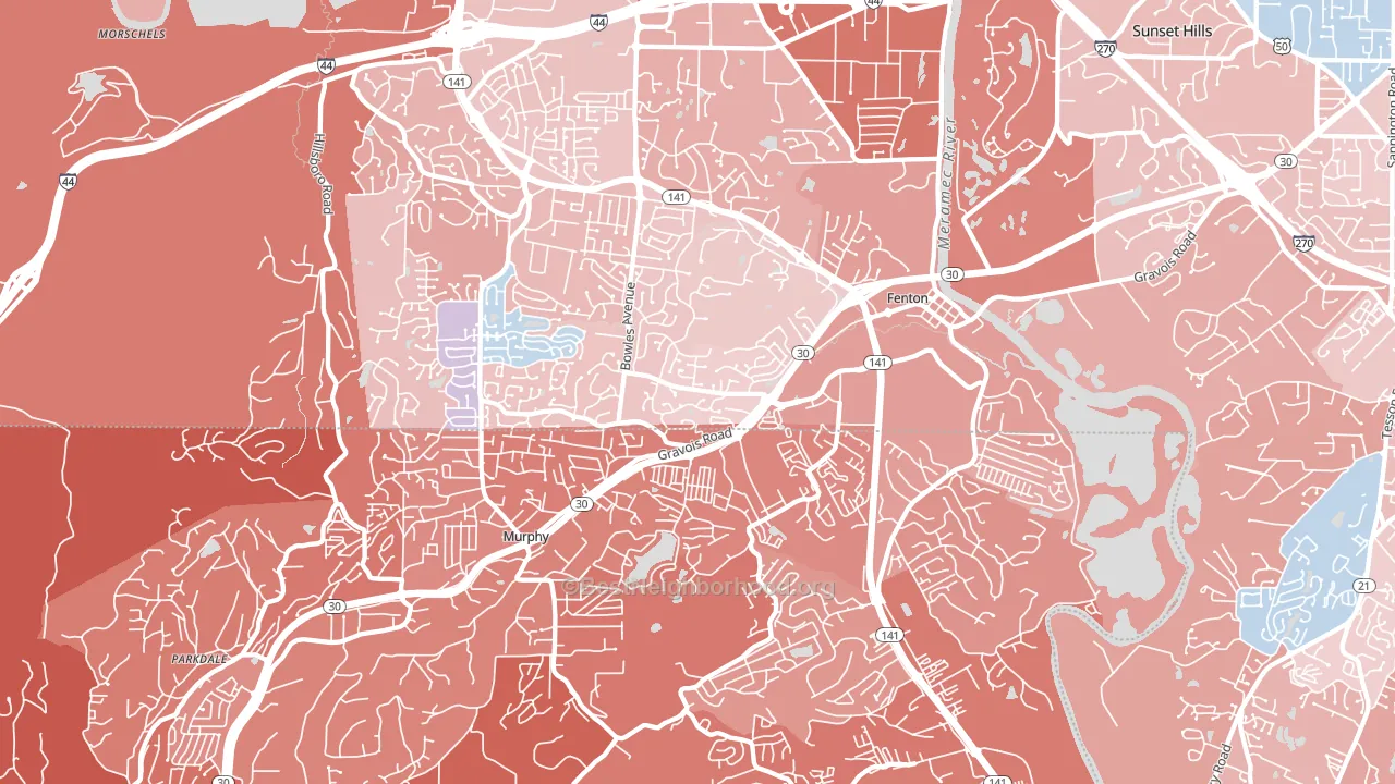 Fenton, MO block-group political-lean map