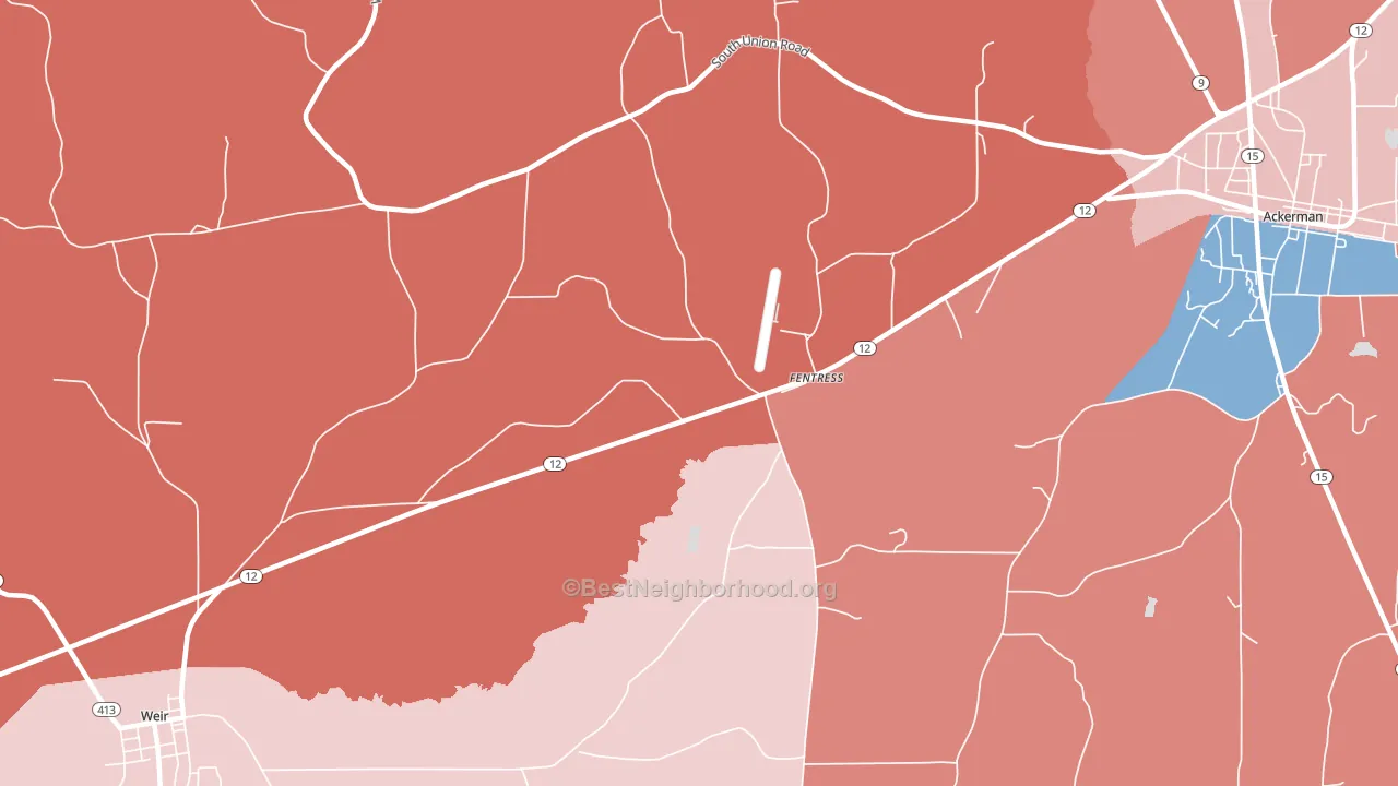 Fentress, MS block-group political-lean map