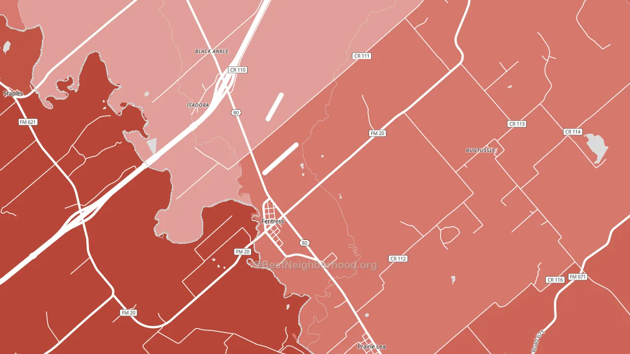 Fentress, TX block-group political-lean map