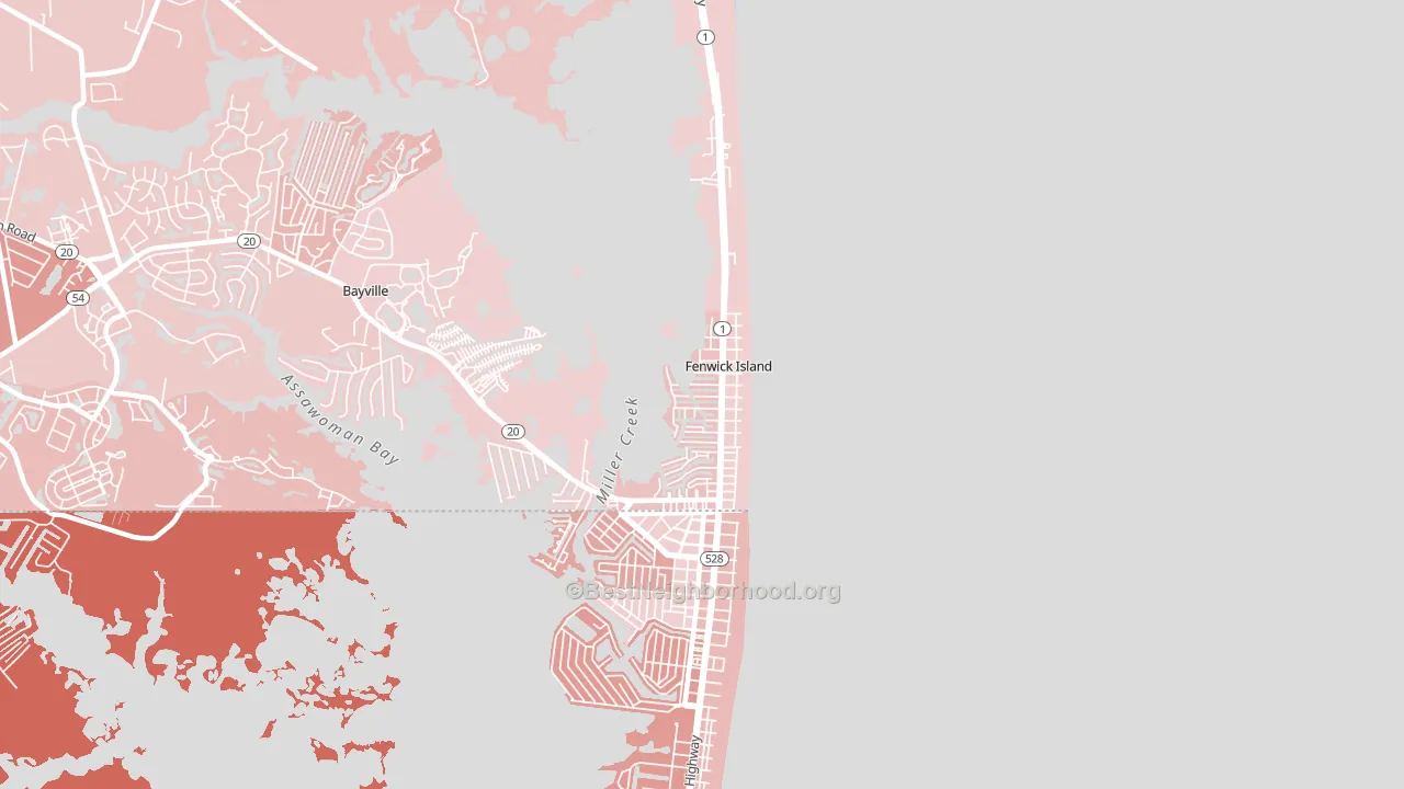 Fenwick Island, DE block-group political-lean map