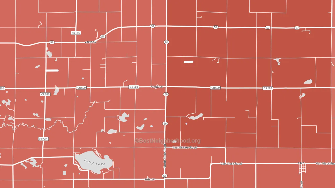 Fenwick, MI block-group political-lean map
