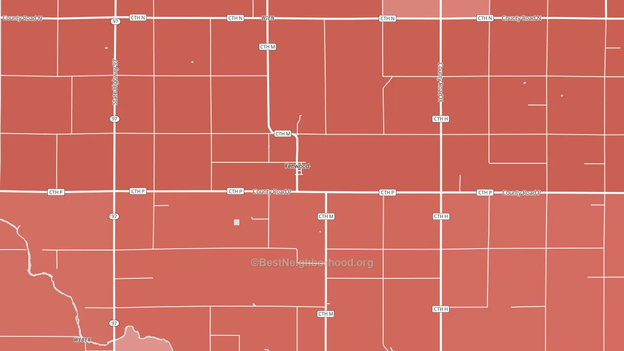 Fenwood, WI block-group political-lean map