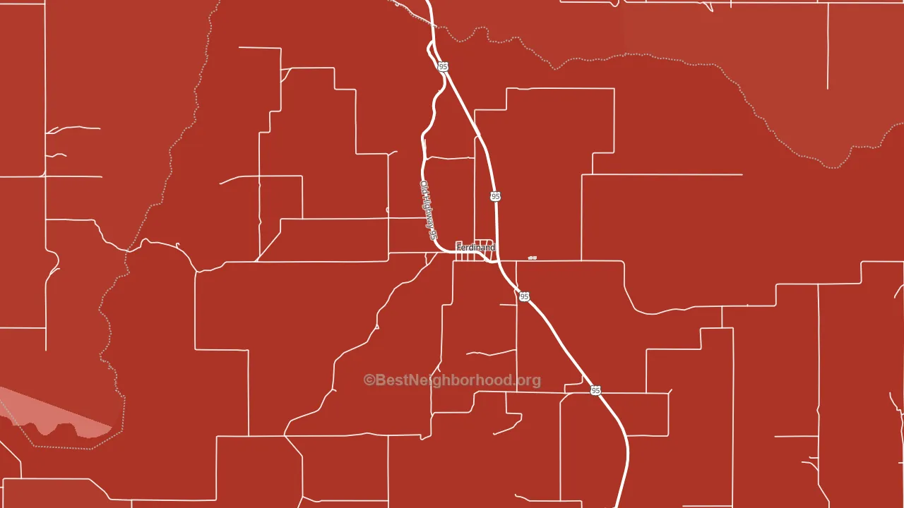 Ferdinand, ID block-group political-lean map