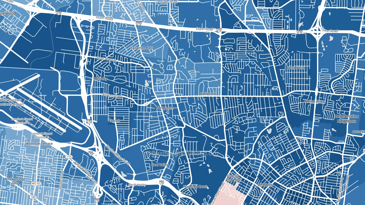 Ferguson, MO block-group political-lean map