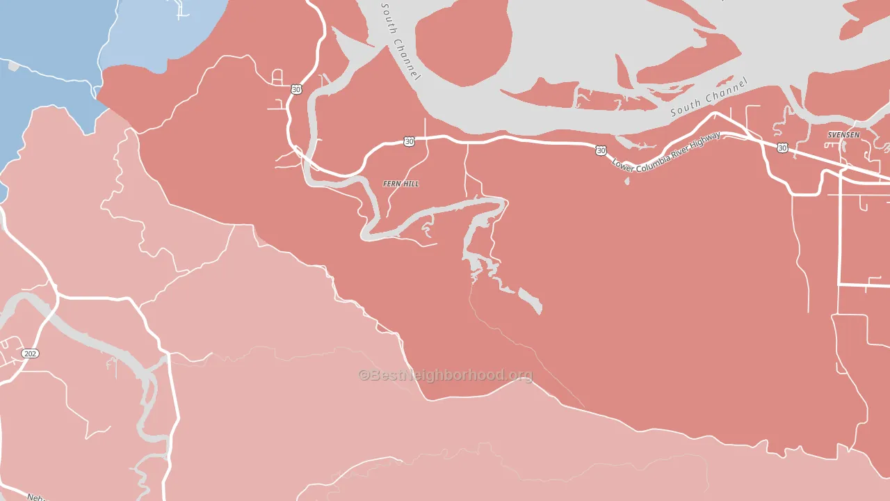 Fern Hill, OR block-group political-lean map
