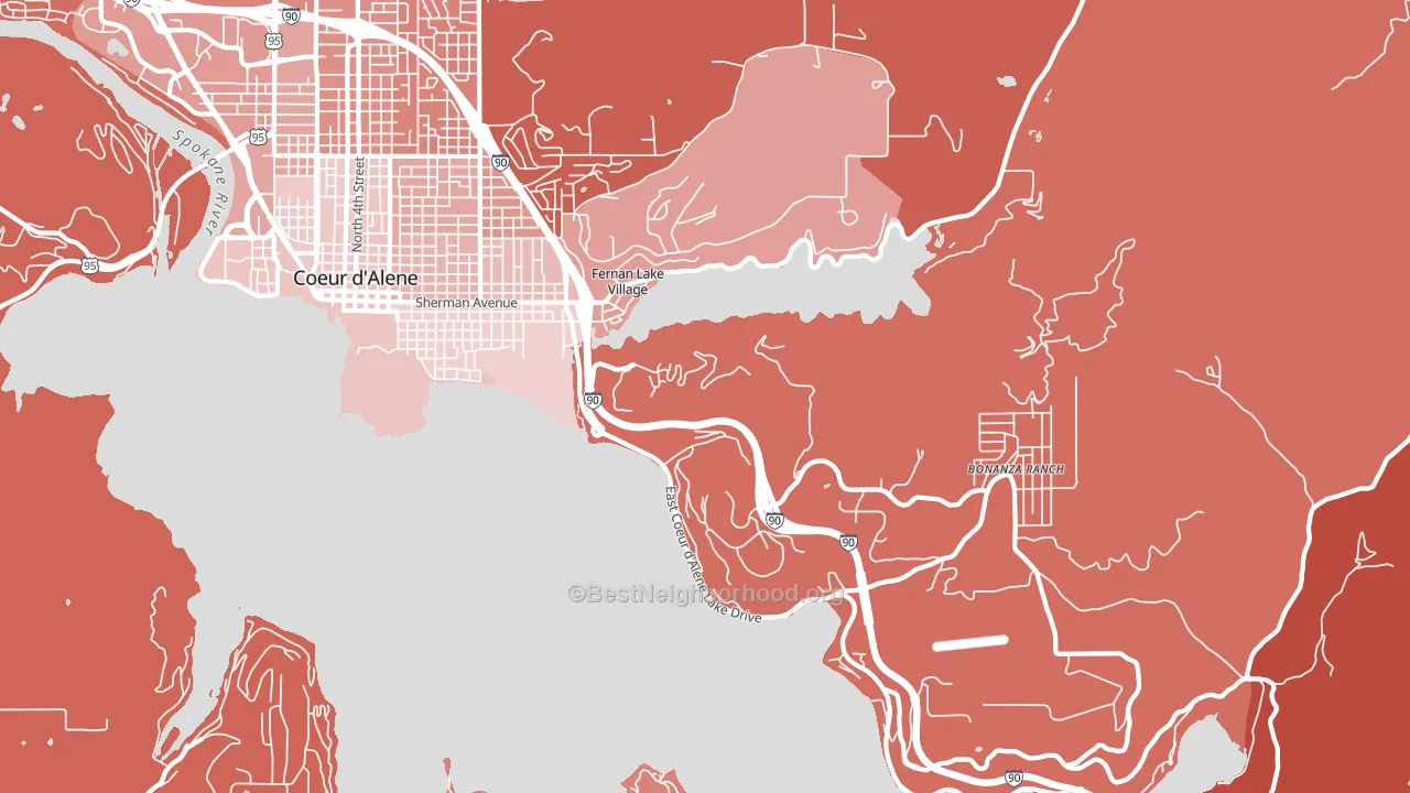 Fernan Lake Village, ID block-group political-lean map
