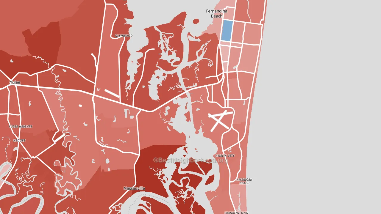 Fernandina Beach, FL block-group political-lean map