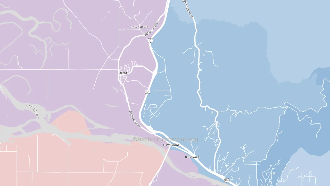 Fernbridge, CA block-group political-lean map