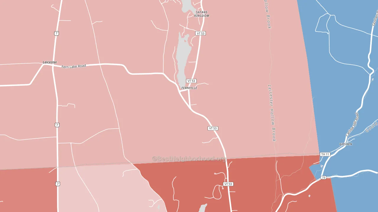 Fernville, VT block-group political-lean map