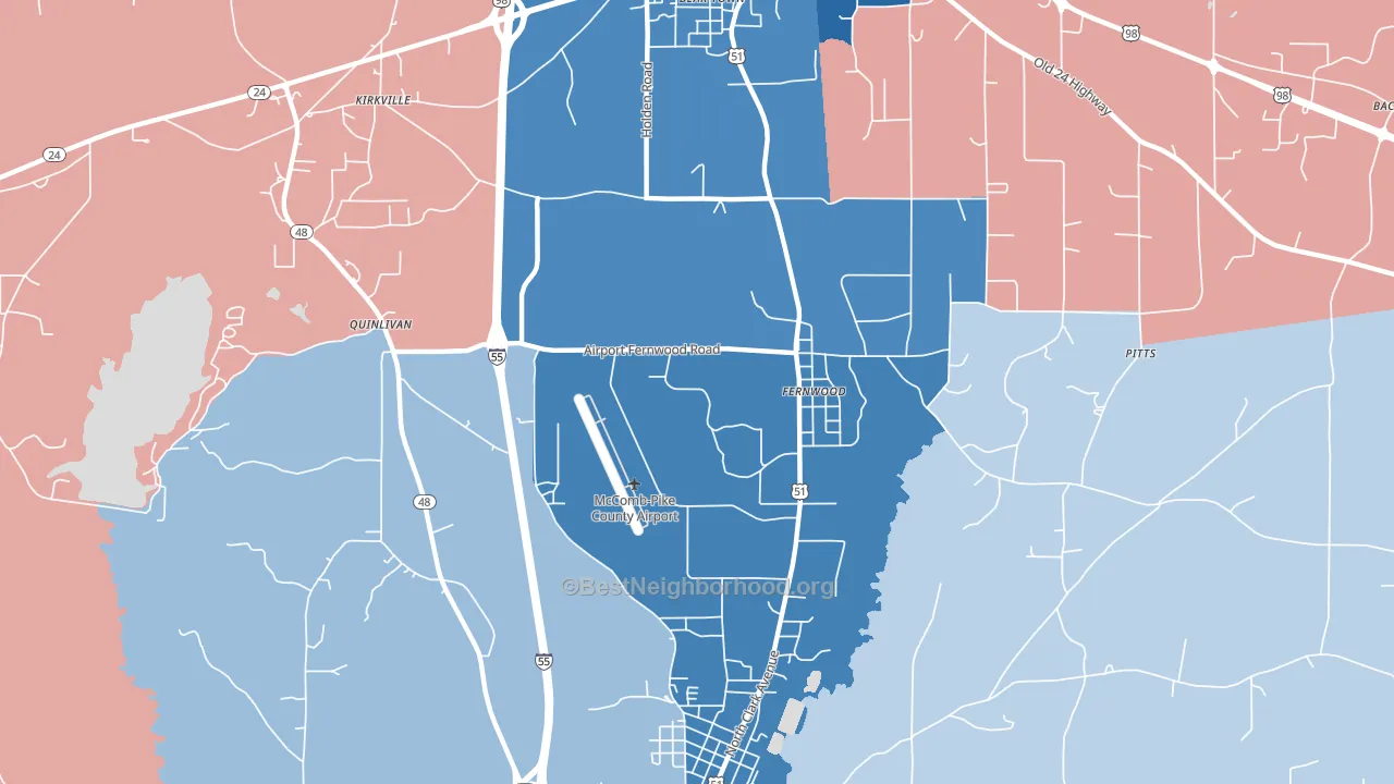 Fernwood, MS block-group political-lean map