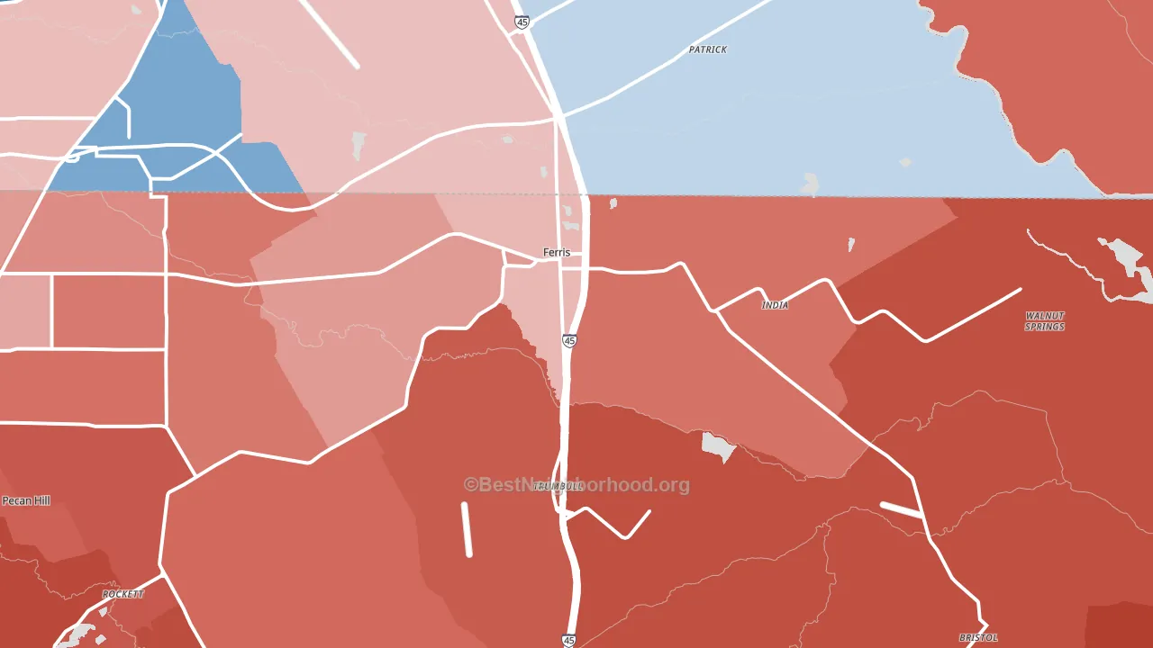 Ferris, TX block-group political-lean map