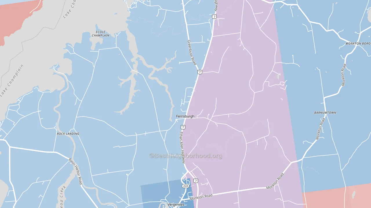 Ferrisburg, VT block-group political-lean map