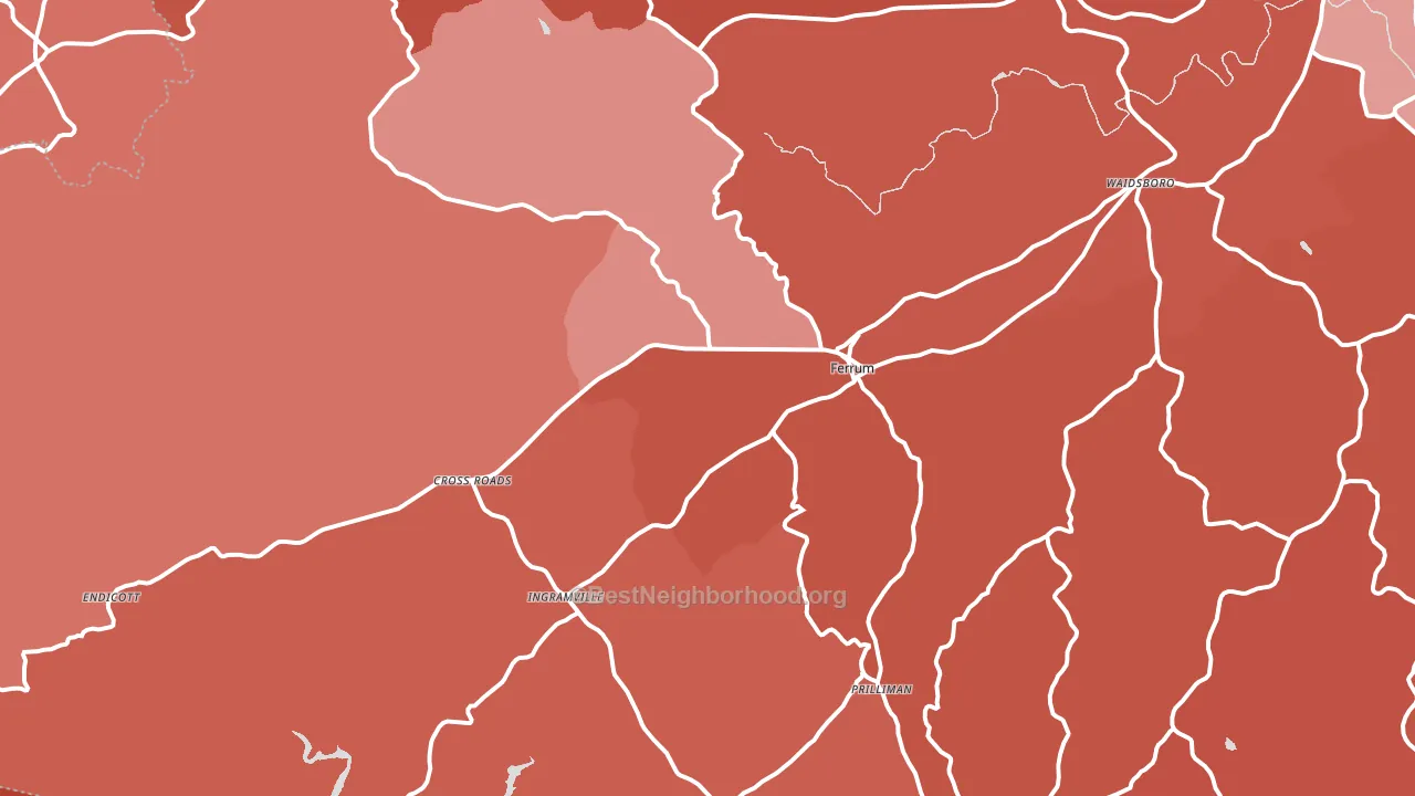 Ferrum, VA block-group political-lean map