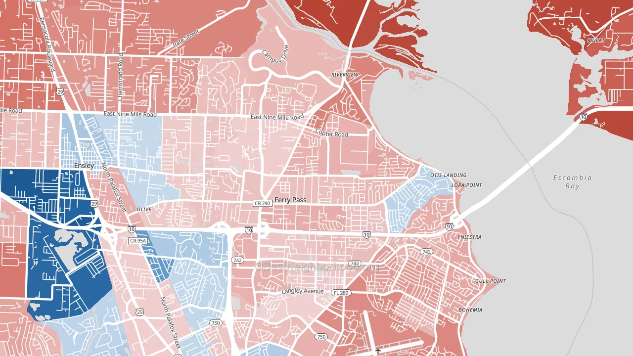 Ferry Pass, FL block-group political-lean map