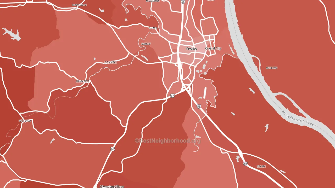 Festus, MO block-group political-lean map