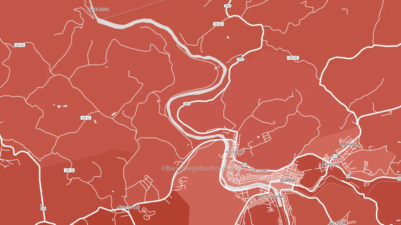 Fetterman, WV block-group political-lean map