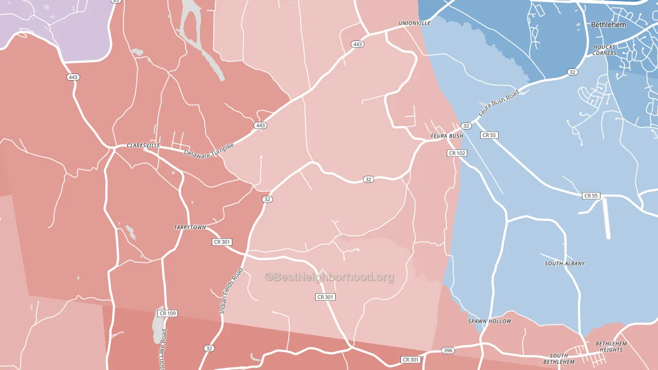 Feura Bush, NY block-group political-lean map