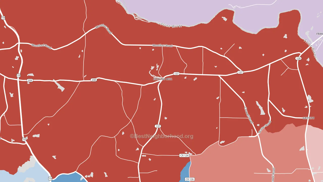 Fickling Mill, GA block-group political-lean map