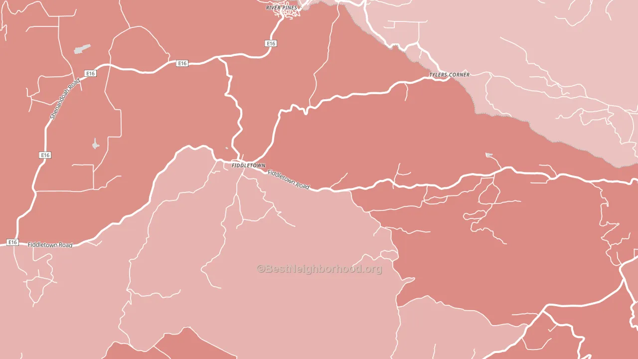 Fiddletown, CA block-group political-lean map