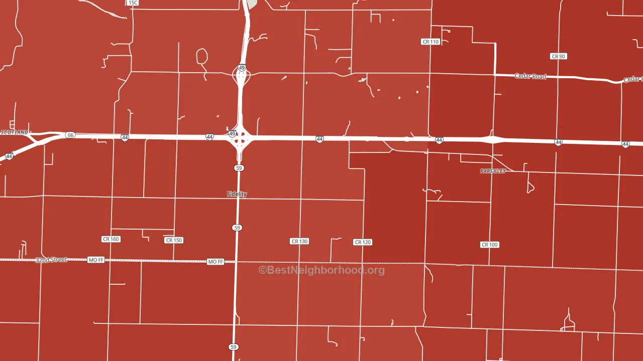 Fidelity, MO block-group political-lean map