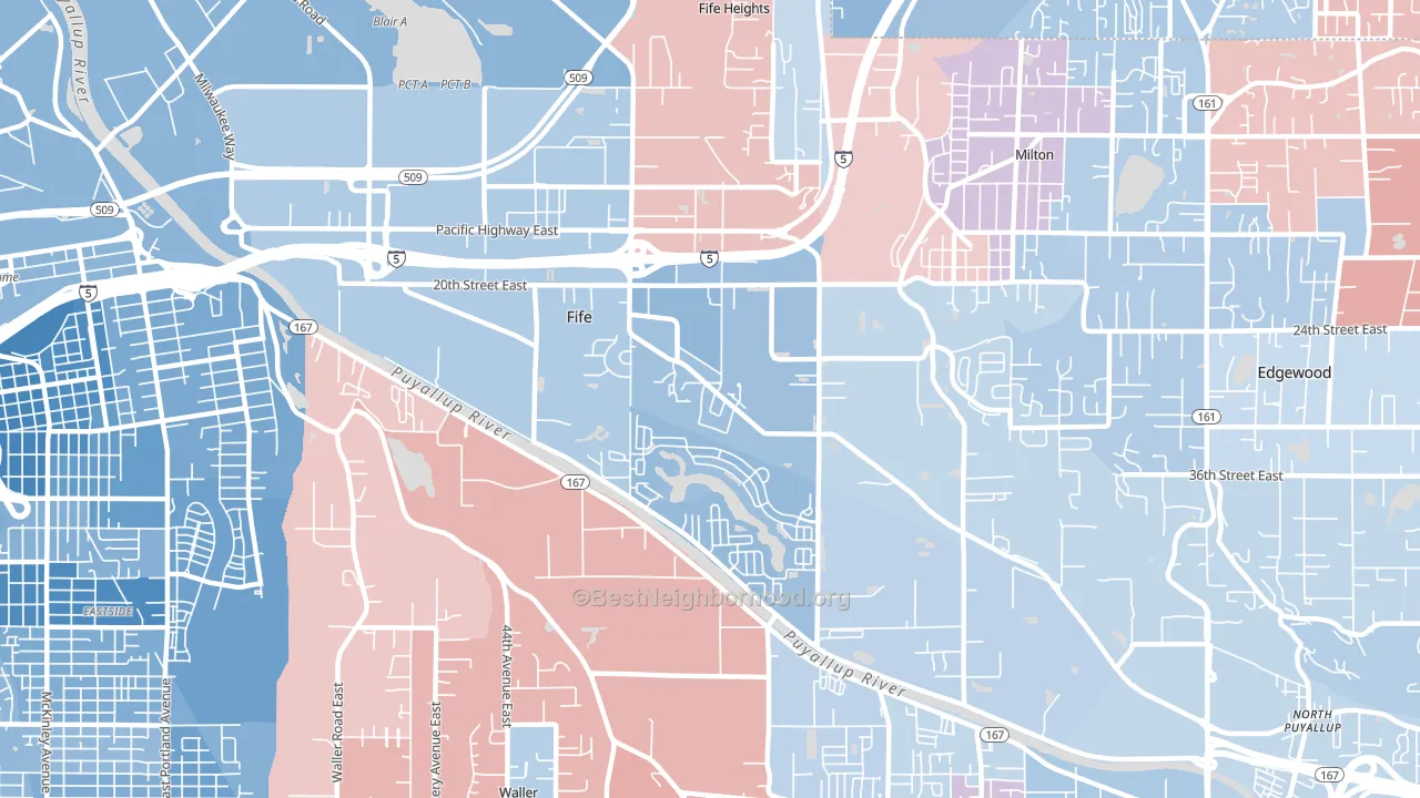 Fife, WA block-group political-lean map