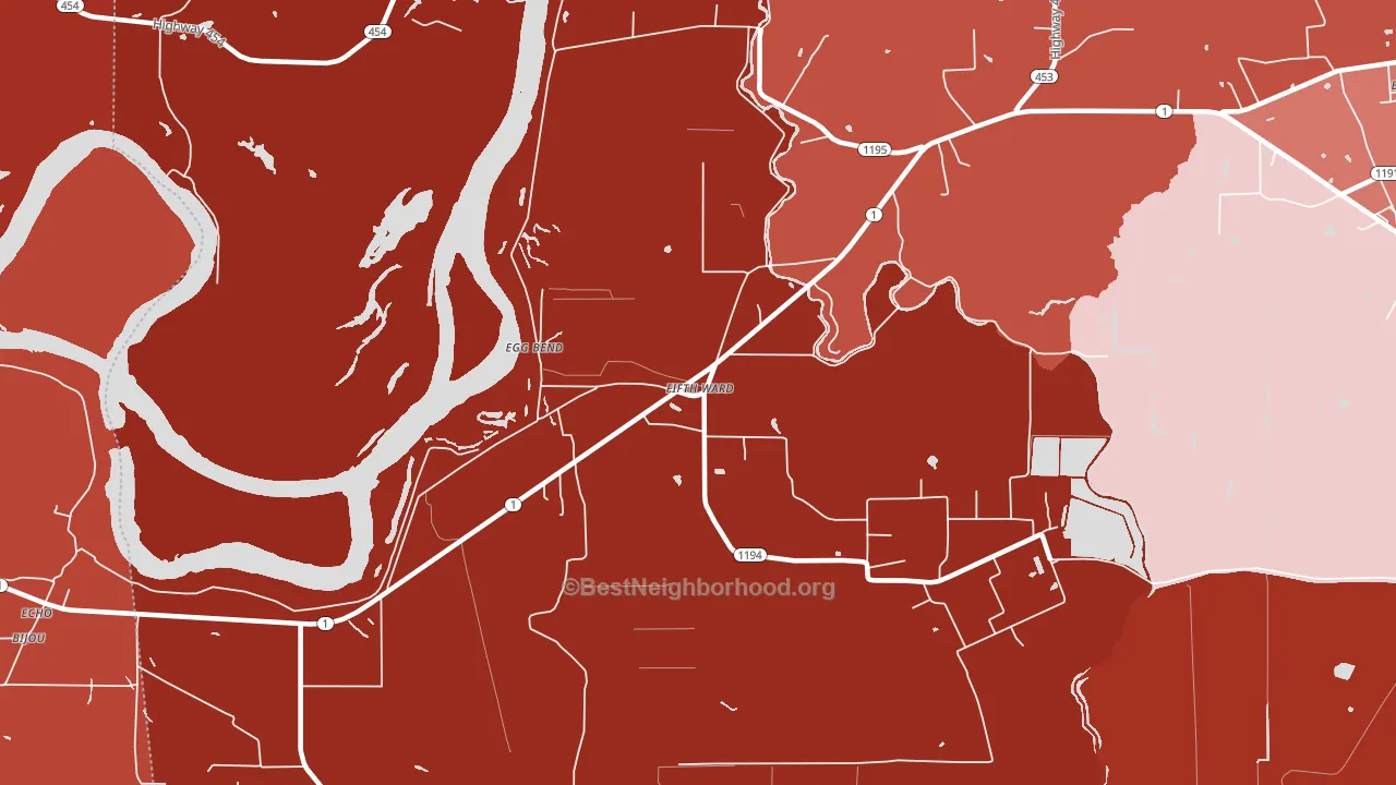 Fifth Ward, LA block-group political-lean map