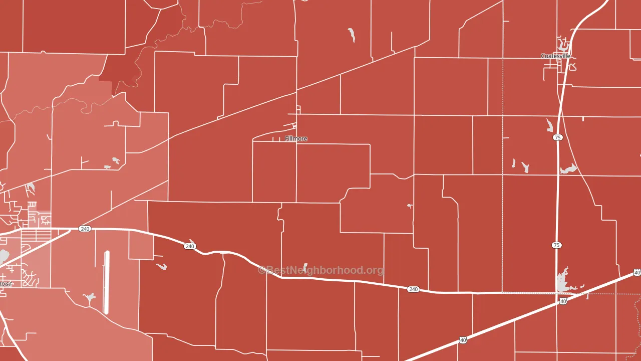 Fillmore, IN block-group political-lean map