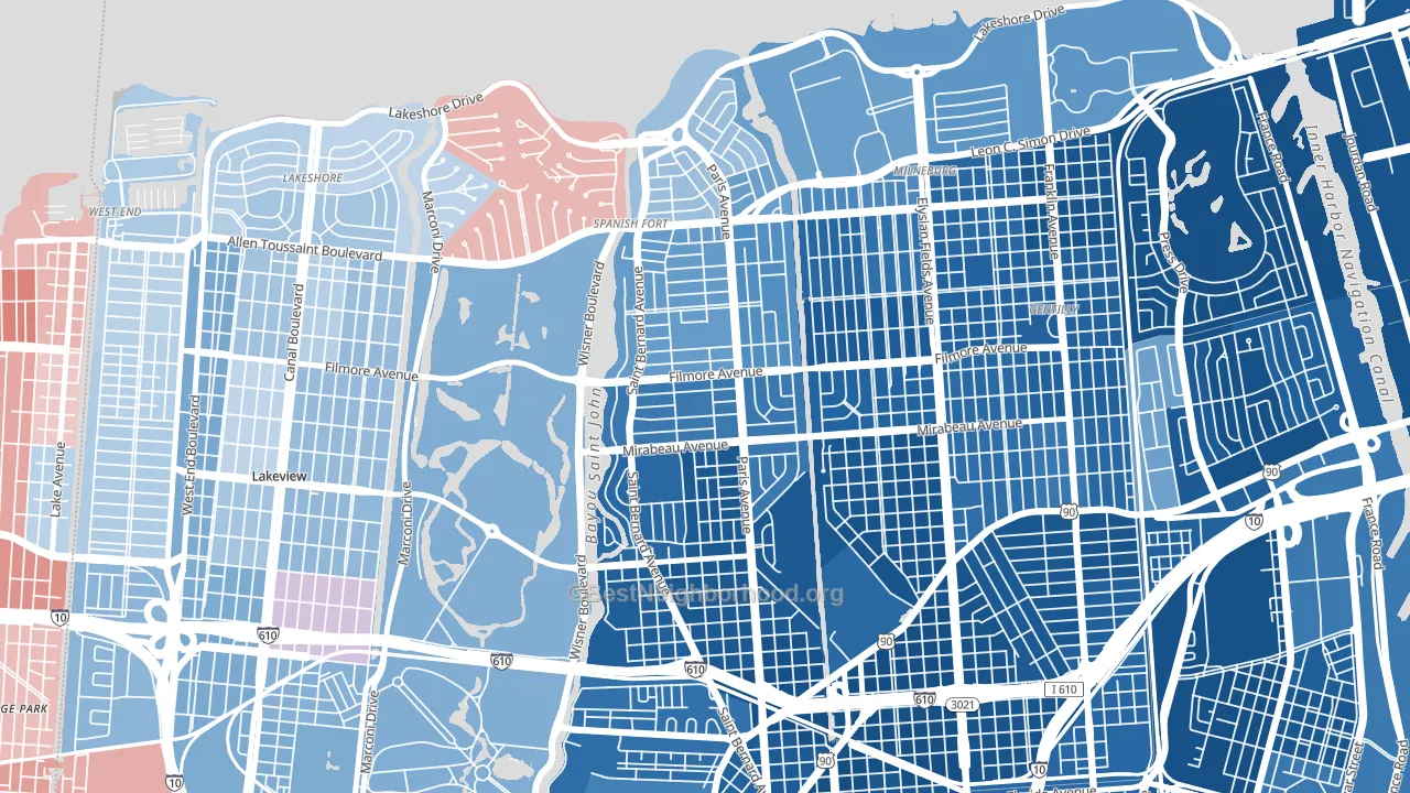 Fillmore, New Orleans, LA block-group political-lean map