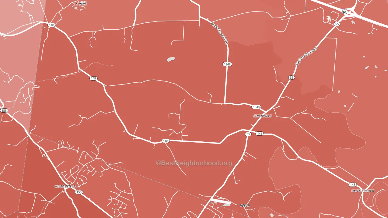 Finchville, KY block-group political-lean map