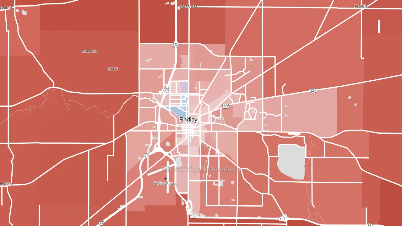 Findlay, OH block-group political-lean map