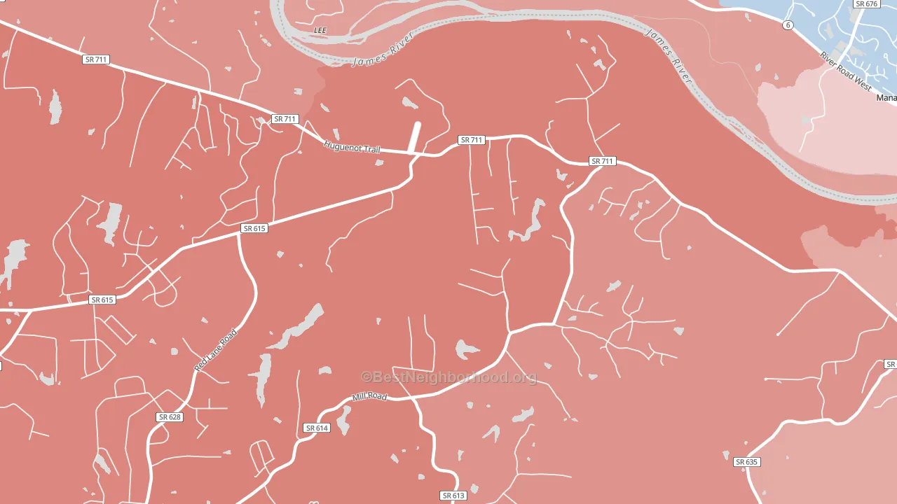 Fine Creek Mills, VA block-group political-lean map