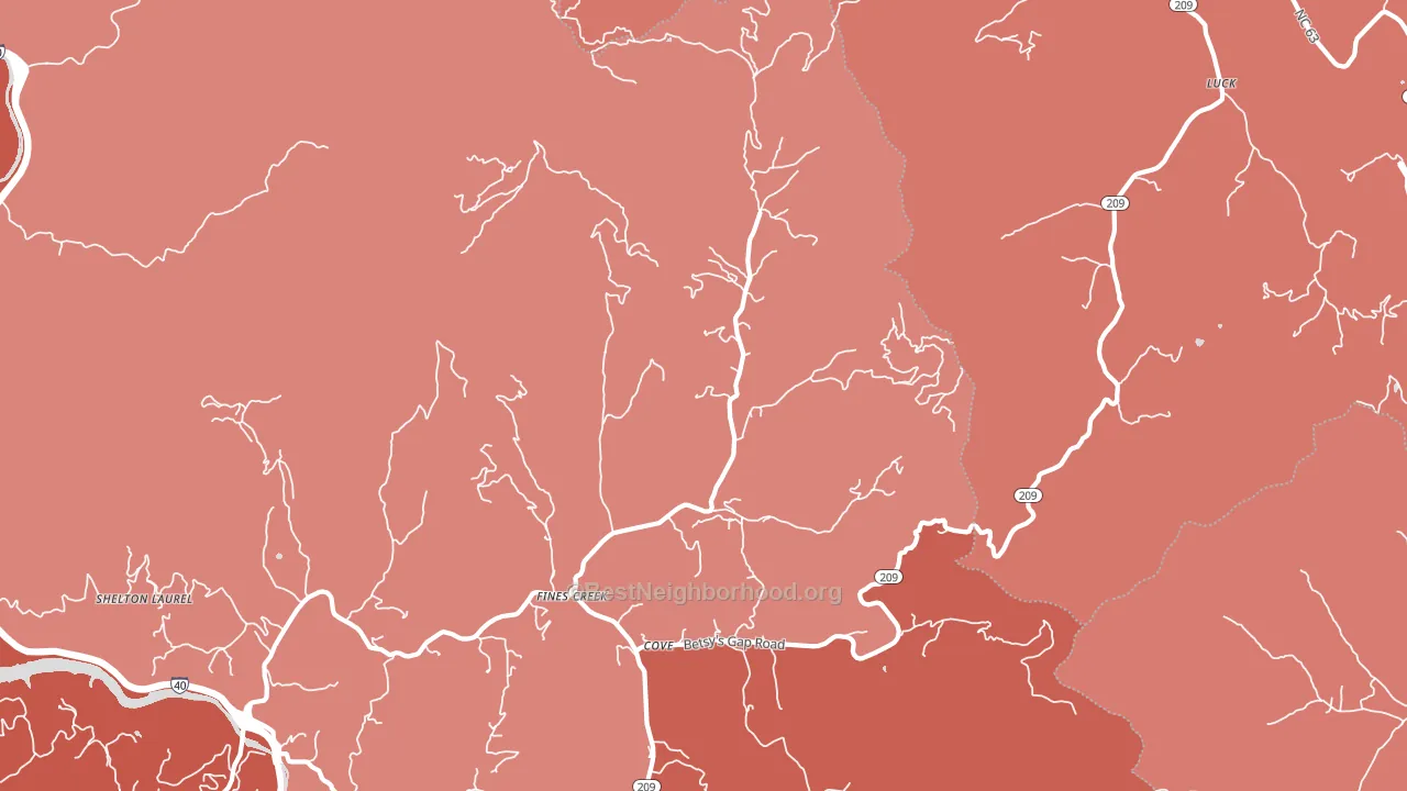 Fines Creek, NC block-group political-lean map