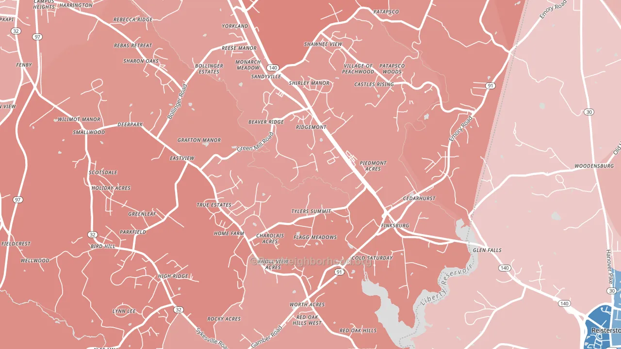 Finksburg, MD block-group political-lean map