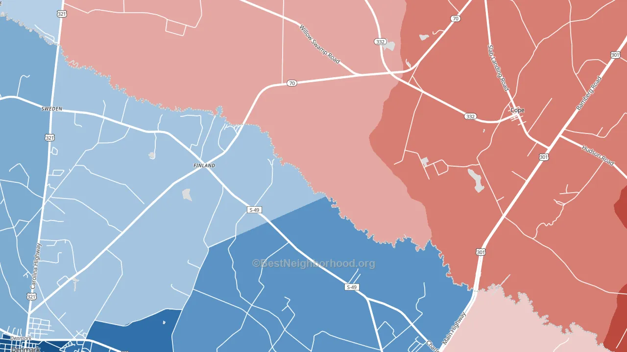 Finland, SC block-group political-lean map