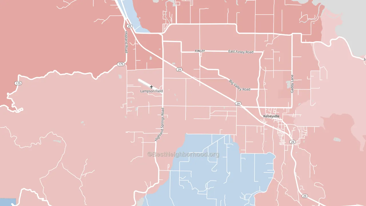 Finley, CA block-group political-lean map