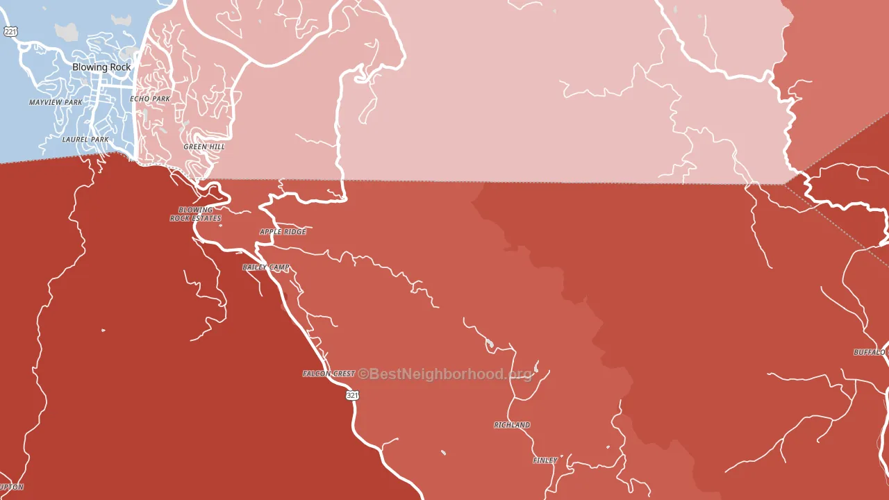 Finley, NC block-group political-lean map