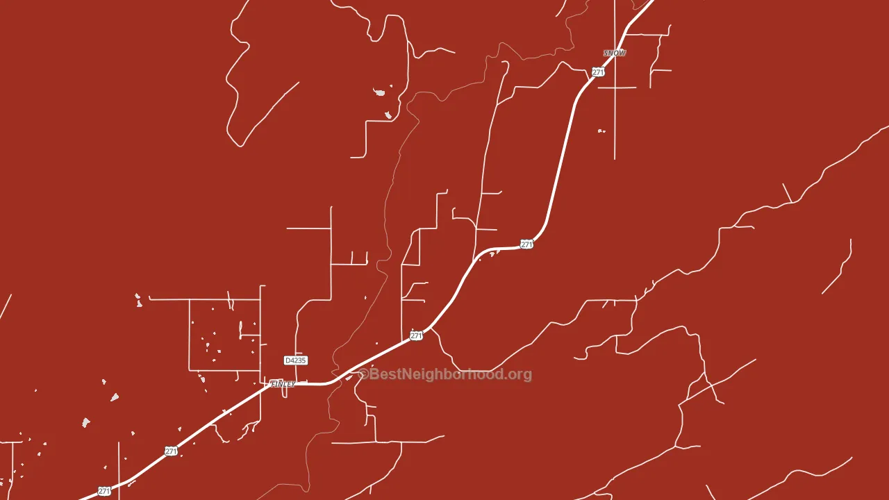 Finley, OK block-group political-lean map