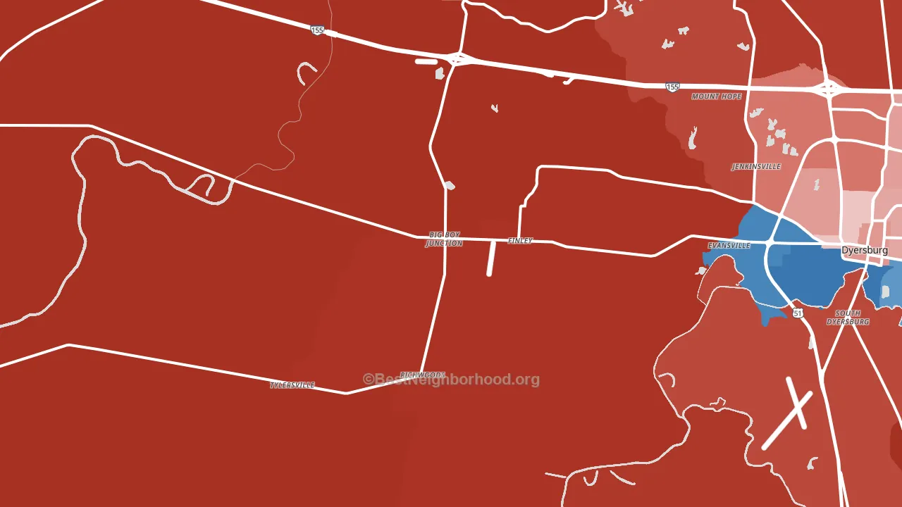 Finley, TN block-group political-lean map