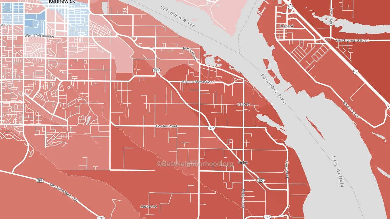 Finley, WA block-group political-lean map