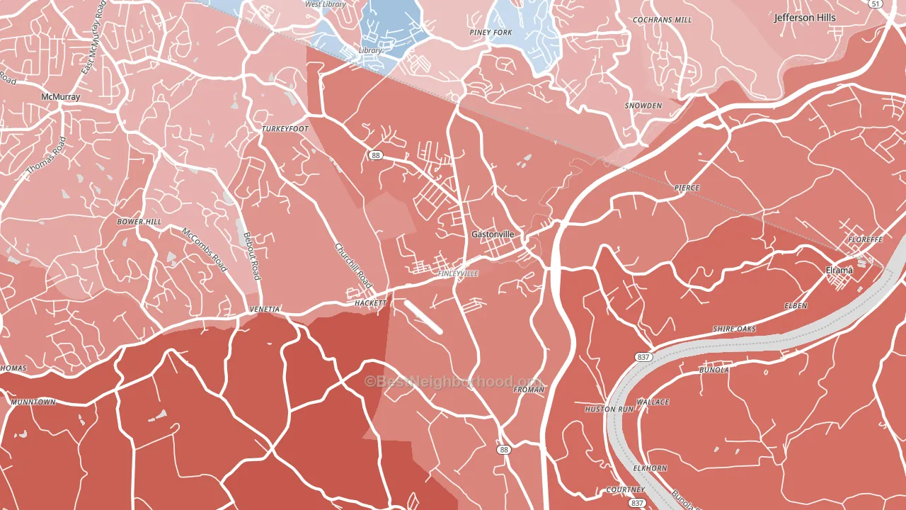 Finleyville, PA block-group political-lean map