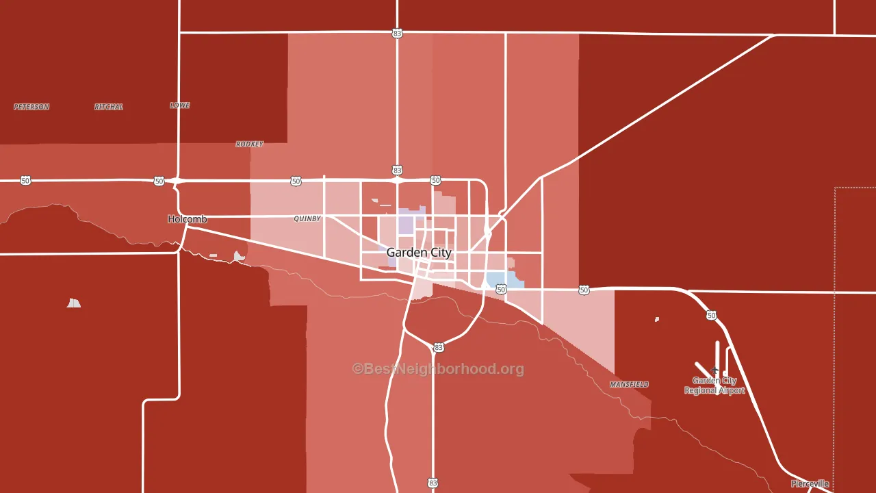 Finney County, KS block-group political-lean map