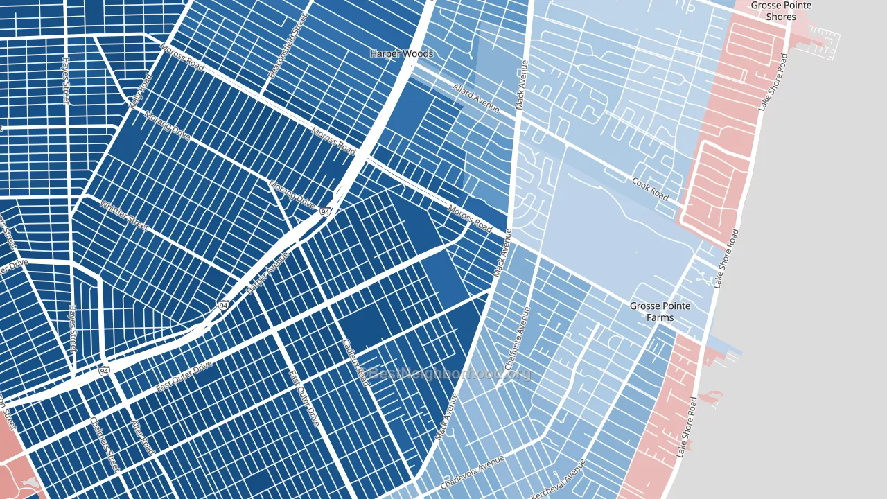 Finney, Grosse Pointe, MI block-group political-lean map
