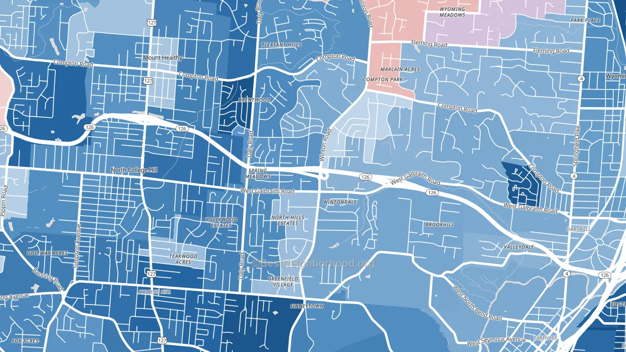 Finneytown, OH block-group political-lean map