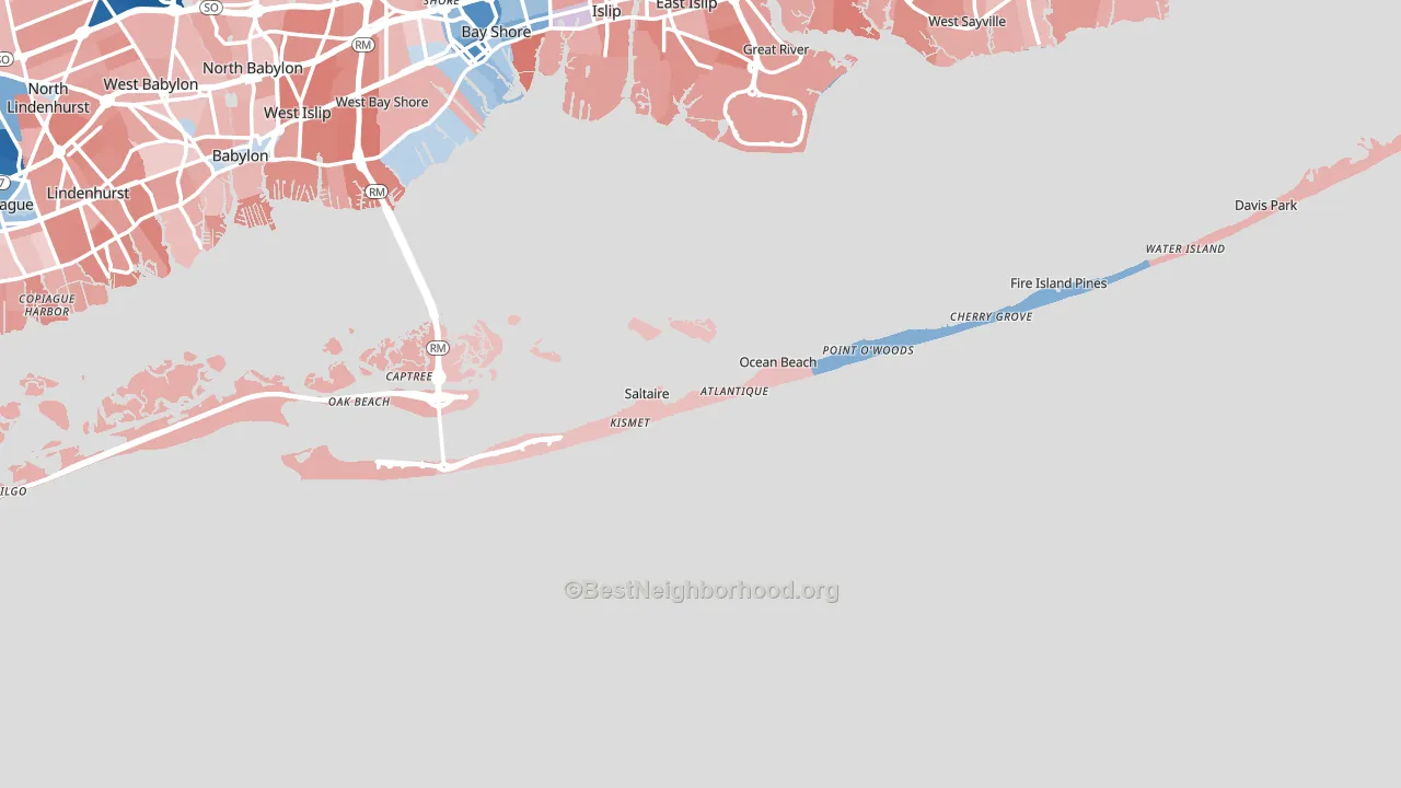 Fire Island, NY block-group political-lean map