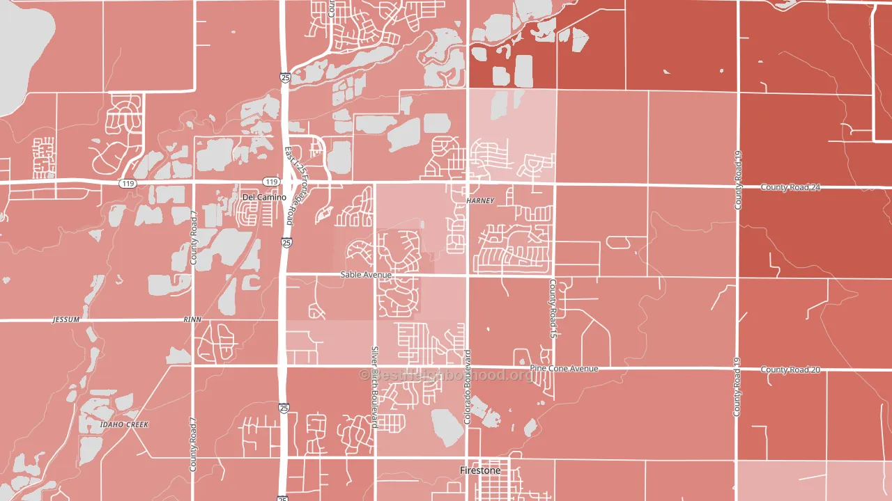 Firestone, CO block-group political-lean map