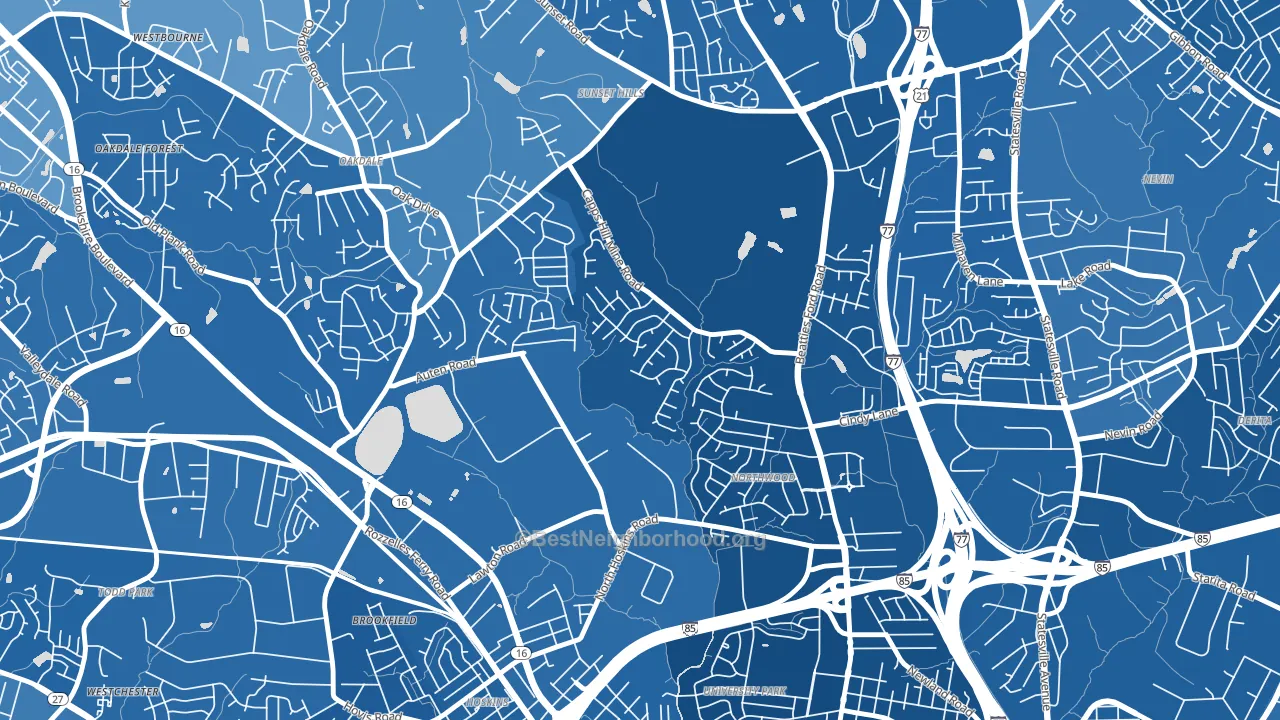 Firestone-Garden Park, Charlotte, NC block-group political-lean map