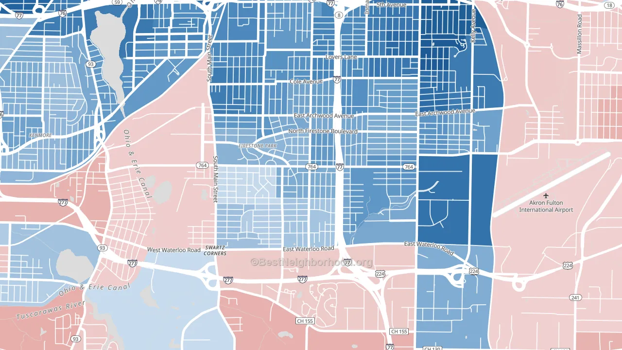 Firestone Park, Akron, OH block-group political-lean map